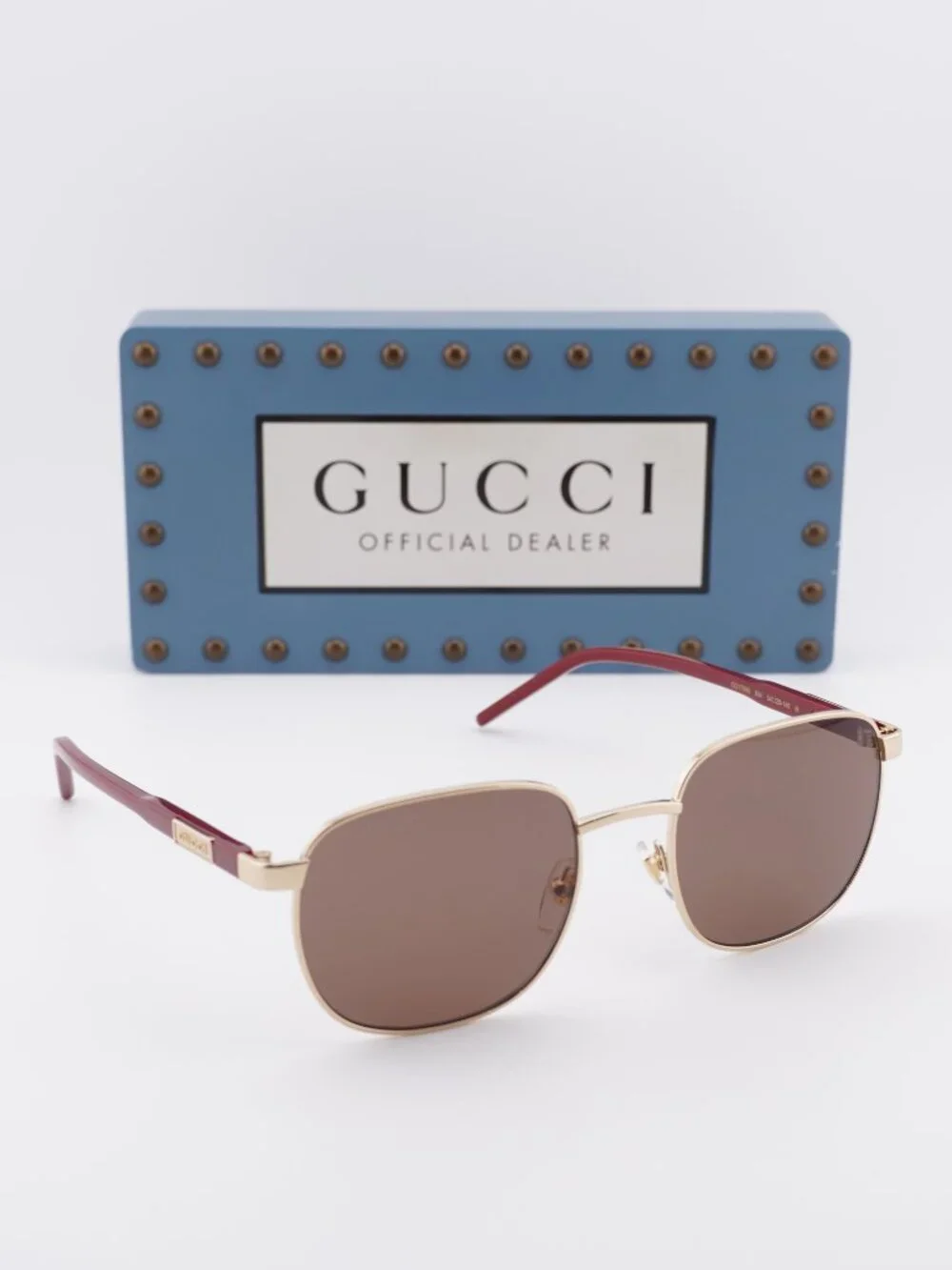 Gucci GG1799S 004 Square Sunglasses - Gold/Burgundy / Brown